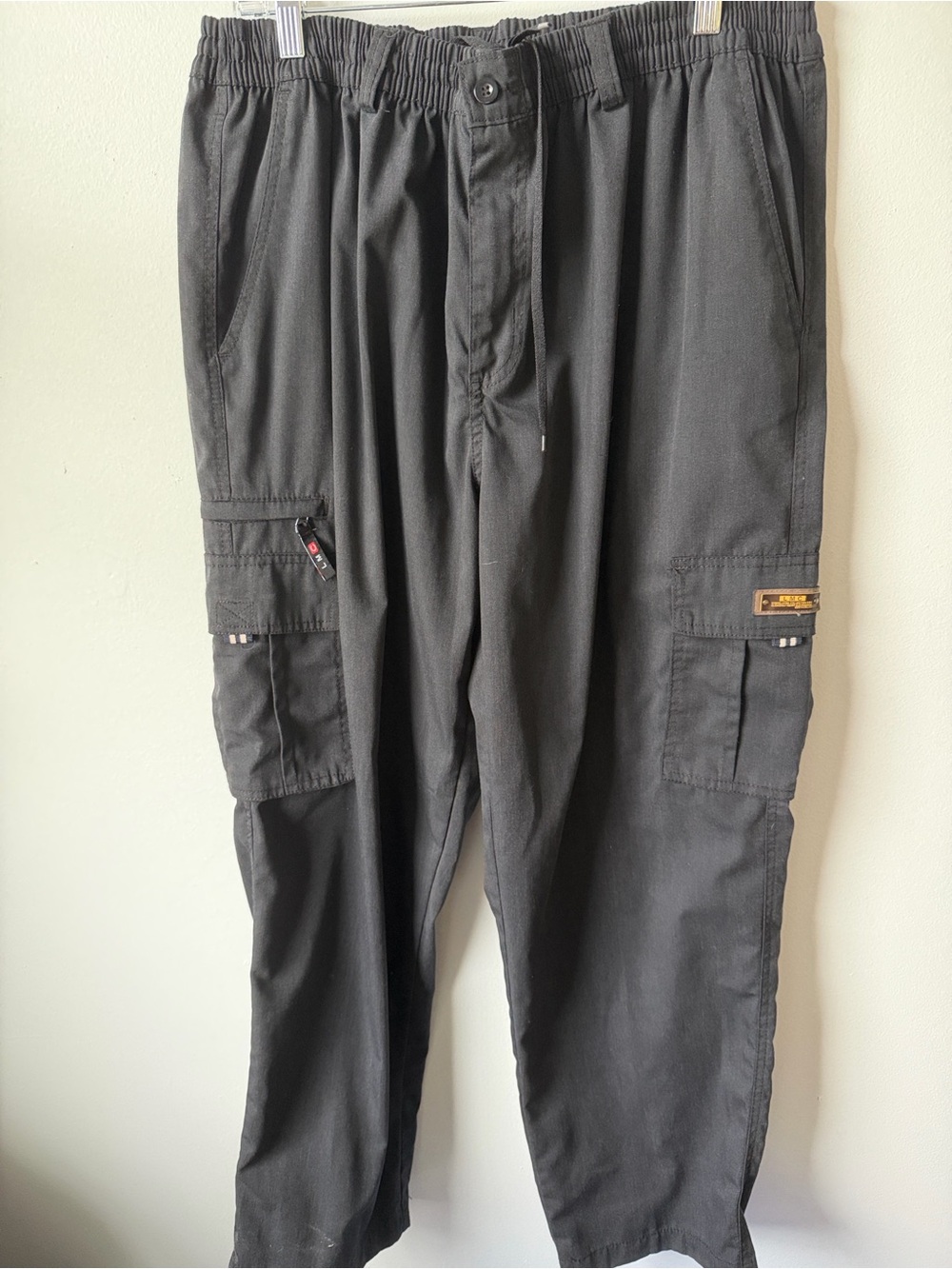 Men's Black Cargo Joggers with Elastic Waistband